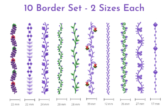 Border Set: A Floral Embroidery Border for Boutique Apparel