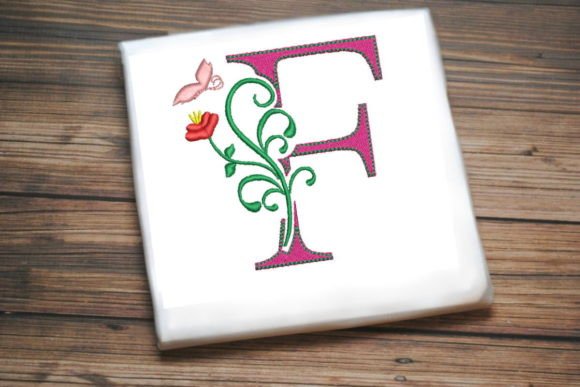Floral Letter F with Butterfly