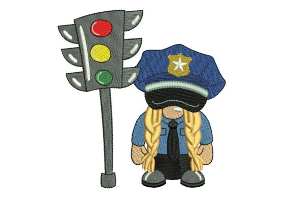 Police Girl Gnome Embroidery Design