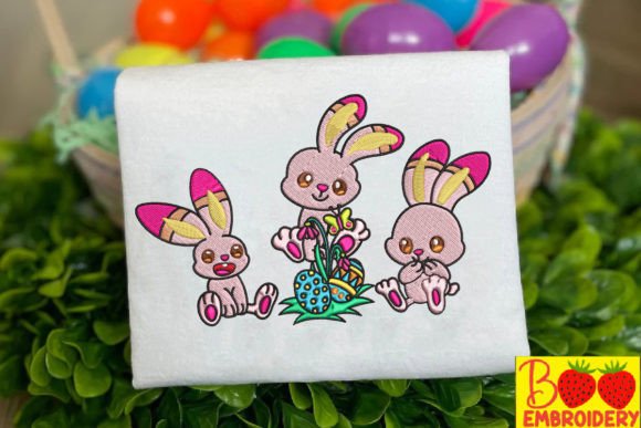 Three Pink Rabbits Easter Day