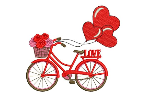 Valentine’s Day Bike Embroidery Design
